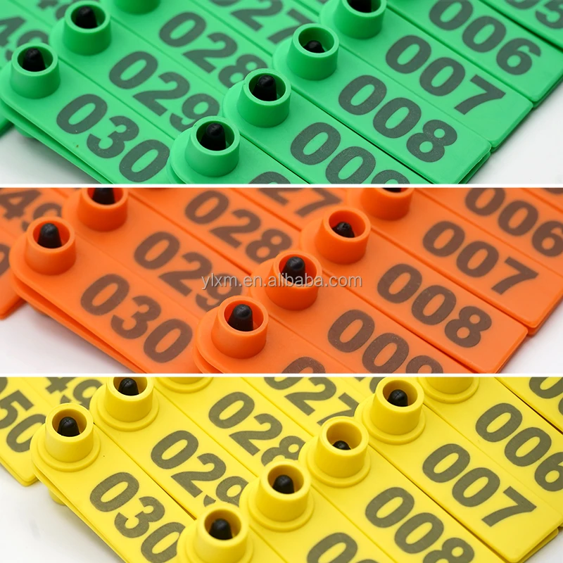 Livestock Animal Identification Laser Printing PE Plastic Ear Tag Colorful Sheep Goat Tracking Mark With Number