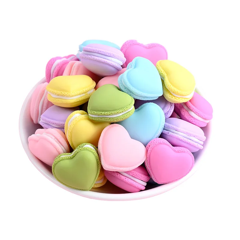 2022 Newest Simulation Candy 3D Heart Macaron Miniature Figurines Resin Cabochon Fake Food DIY Jewelry Making Accessories