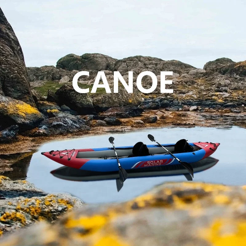 Solar Marine Inflatable Kayak 2 Persons Touring Boat Dinghy Rowing Canoe for Fishing Traveling with Pump and Backpack