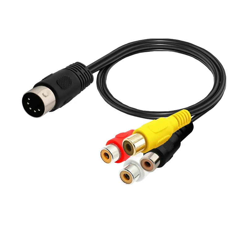 Midi Din 5 Pin to 4 RCA Cables Din5 Female to RCA Male Cable Support Home Theatre DVI Computer Stereo