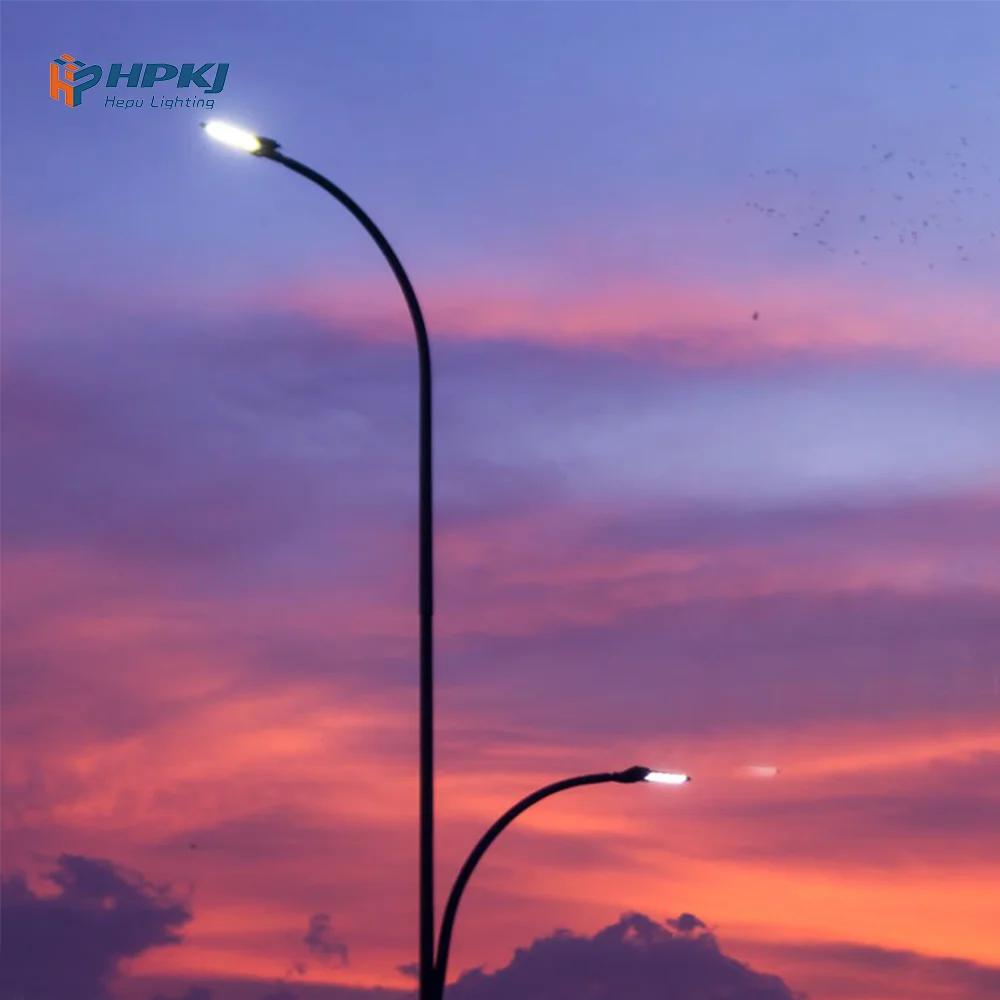 Hepu Customized 3.5M 6M 8M 9M Light Pole Galvanized Steel Pipe Solar Road Light Pole