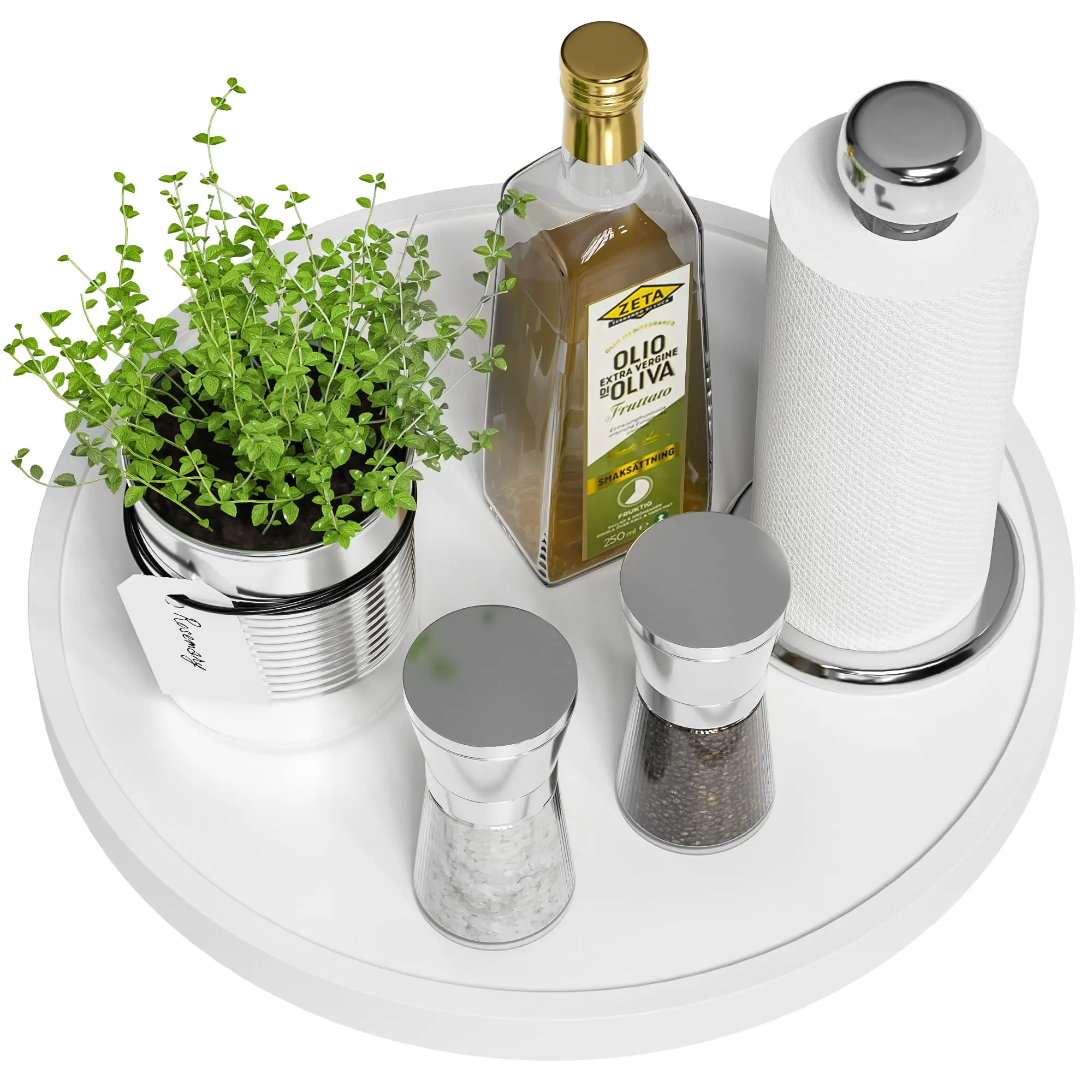 Non-Skid Bamboo Lazy Susan for Table Storage Napkin Holder Vase, Wood Turntable for Kitchen Countertop Organizer