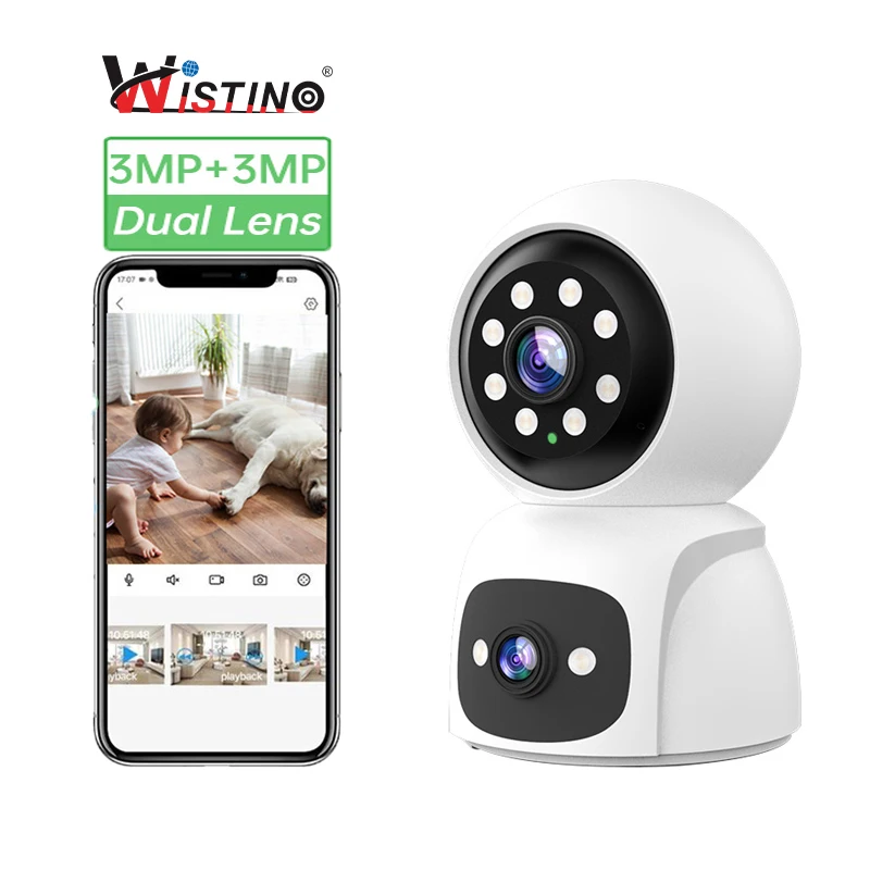 Wistino 6MP HD Indoor Webcam Live View Video Playback Color Night Vision Pet Camera for Home