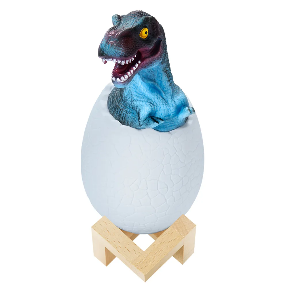 Dinosaur lamp Toy and Dinosaur Night Light with RGB 16 Color with Wood Base Baby Night Light Pat Touch Remote Control Lamps
