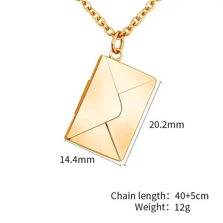 Couple jewelry Valentine gifts stainless steel can open gold plated locket love slots  envelopes necklace
