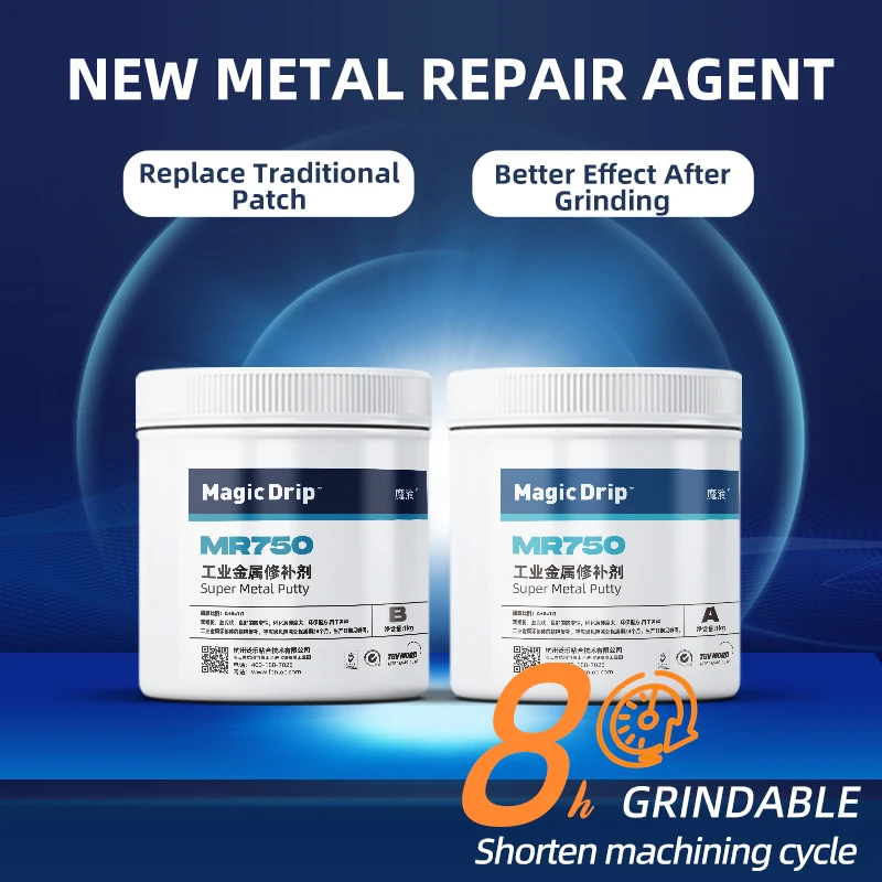 Magic Drip Metal Repair Paste AB Glue 1:1 Mix Rapid Curing Aluminum Color Formula Super Metal Putty MR750