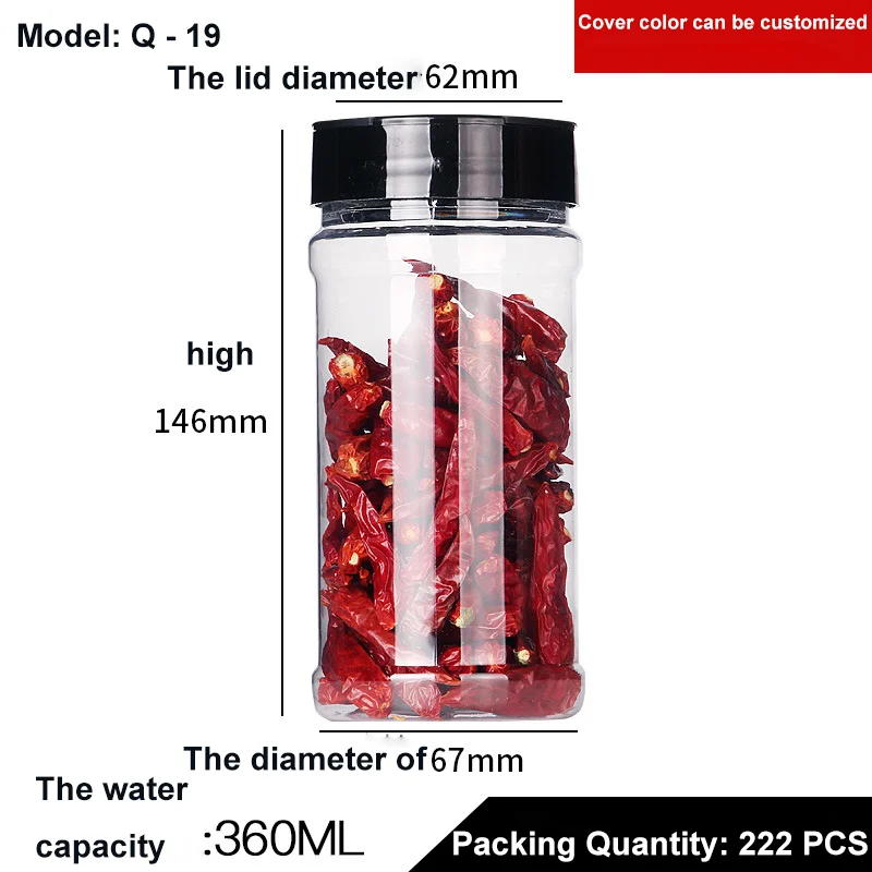 Seasoning Storage Box pepper container custom PET plastic Transparent Salt shaker Condiment bottles Cruet Kitchen herb spice jar