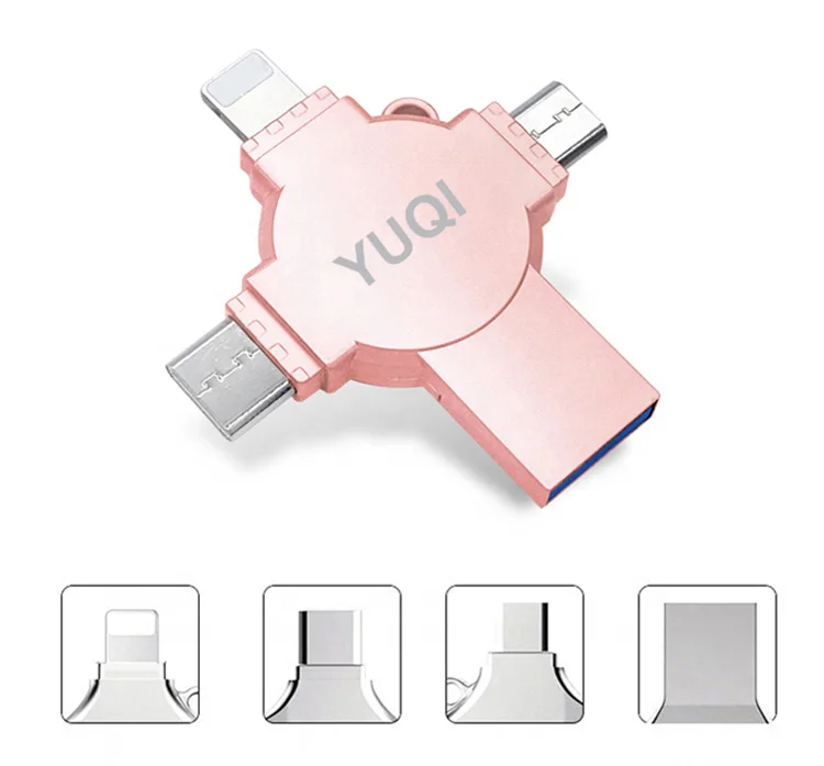 Surprise Priceotg usb flash drive 4in1 memory 8gb 16gb 32gb 64gb 128GB Wholesale usb stick 3.0 metal 2in1 usb flash drive