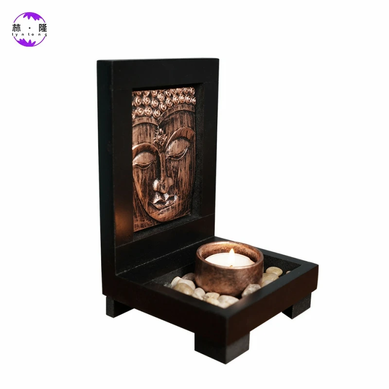 Buddha Statue Candlestick Resin Crafts Ornaments Antique Porch Home SPA Beauty Salon Decoration Holder for Cup Candle