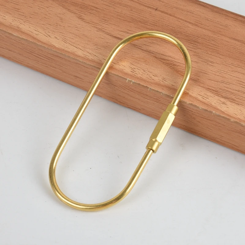 Karwo Oval Shape Brass Keychain Screw Lock Key Ring Carabiner Holder