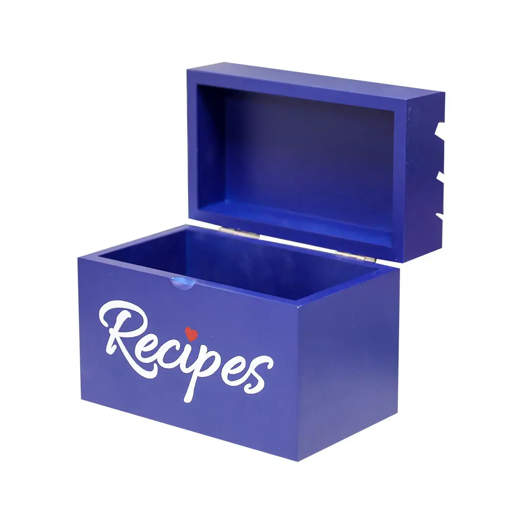 Vintage style recipe box custom display with cards and dividers Wooden recipe box