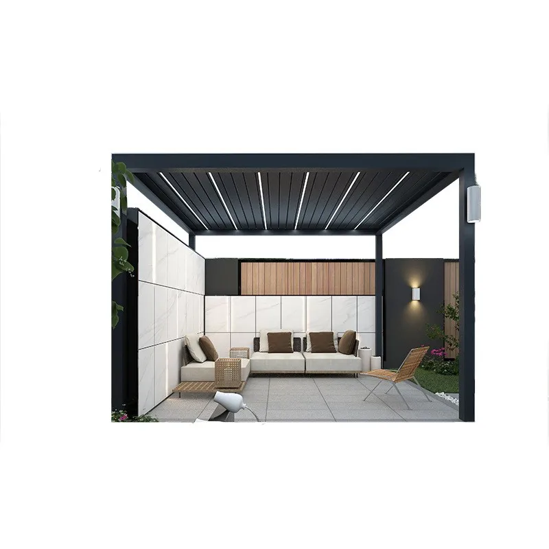 Pull Down Screen Aluminium 3*6m Rectangular Louvered Pergola Gazebo  Aluminum Louvered Outdoor Pergola Sun Shade