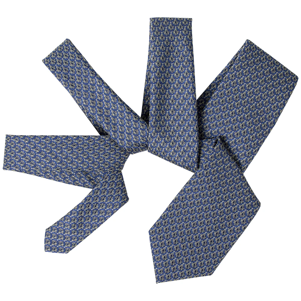 Men Custom Printed Ties Masonic Gold Square Compass Logo Microfiber Polyester Woven Neckties and Bowtie Various Styles In China