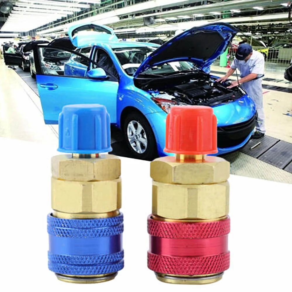 1 Pair Car Quick Coupler Connector H/L Air Conditioning Refrigerant R134A Freon AC Manifold Gauge Connector Professional