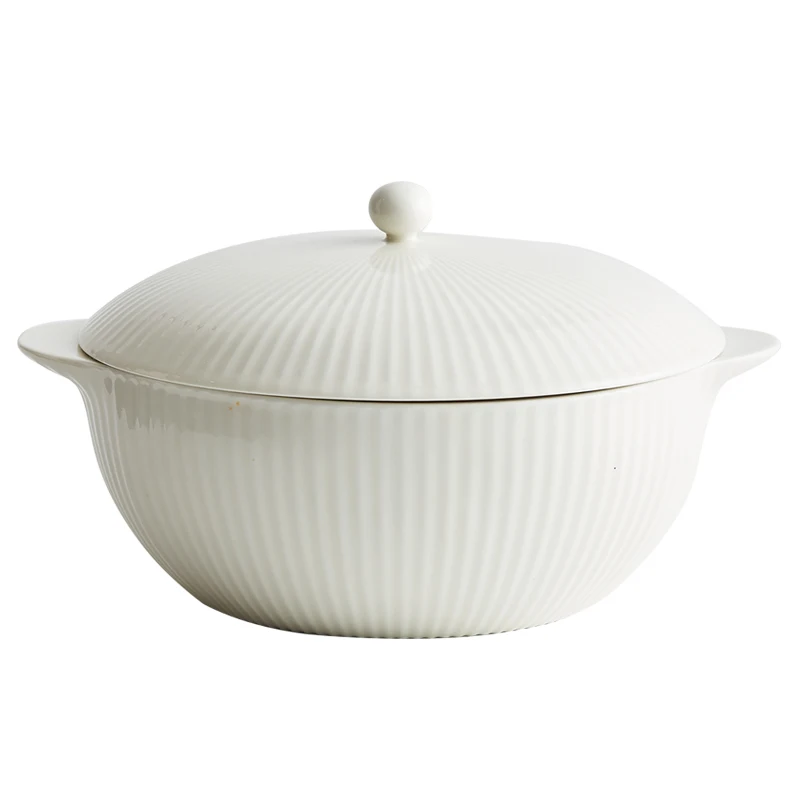 
European-style Ceramic soup pot cooking pots with handle Support hotel LOGO custom soup pot 