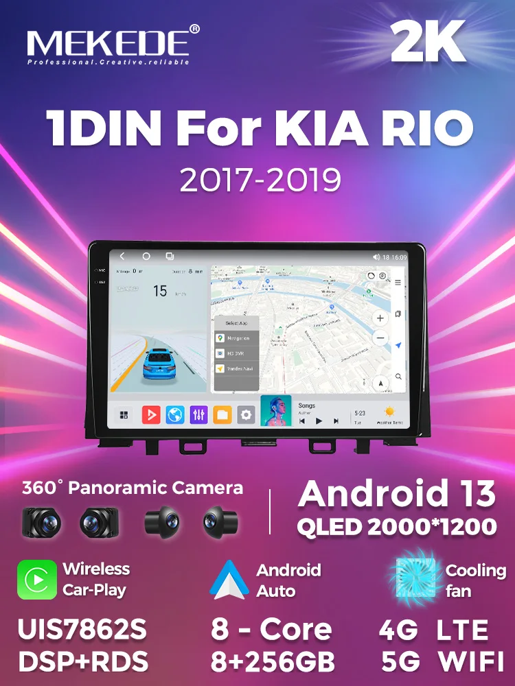 MEKEDE MMS 360 Вентилятор охлаждения камеры сенсорный экран автомобиля-play Android Авто gps навигация для KIA RIO 2017 2018 2019