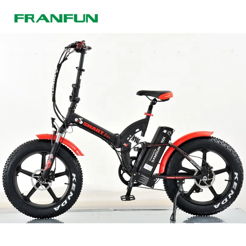 FRANFUN Electric Fat Bike 500w 48v Folding Bicycle Fat Tire Ebike Full Suspension