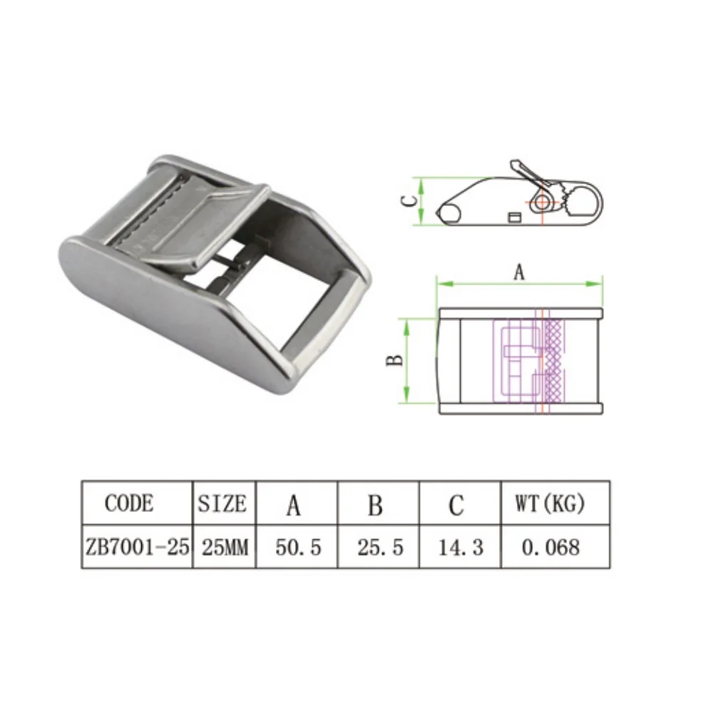 Stainless Steel Spring Loaded Cam Buckle