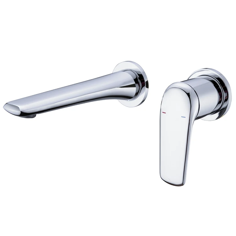 2023 Modern luxury bathroom faucet wall mounted hot cold water mixer tap brushed gold wall mounted concealed basin faucet hotel