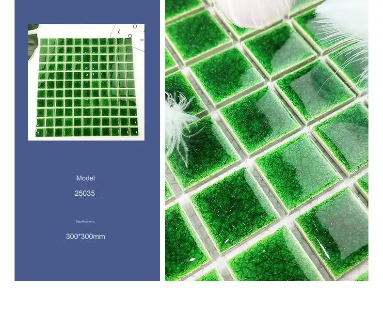 Green single grain 25*25 swimming pool mosaic can be wholesale kitchen decoration interior background wall floor mosaic