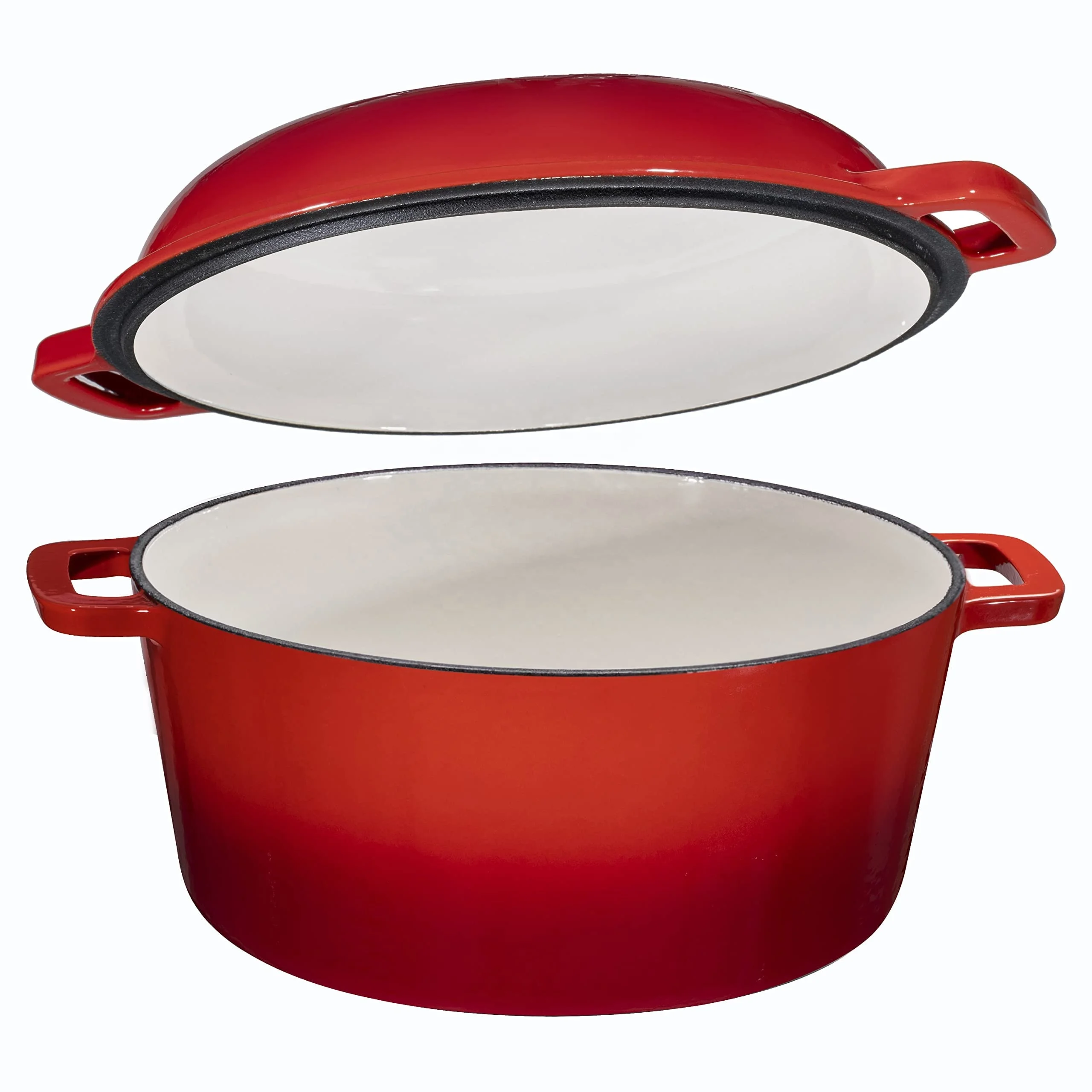 2 in 1 Enamel Cast iron combo cooker cooking pot sauce pot skillet with double handle