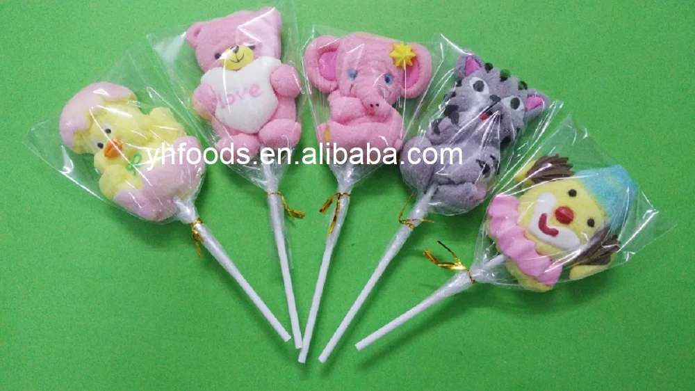 Animals party 15g marshmallow pop rabbit bear mallow lollipop sweets pop cotton candy