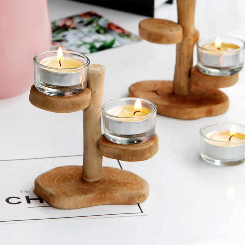 
New design vintage wooden candle stand holders for wedding home decoration 