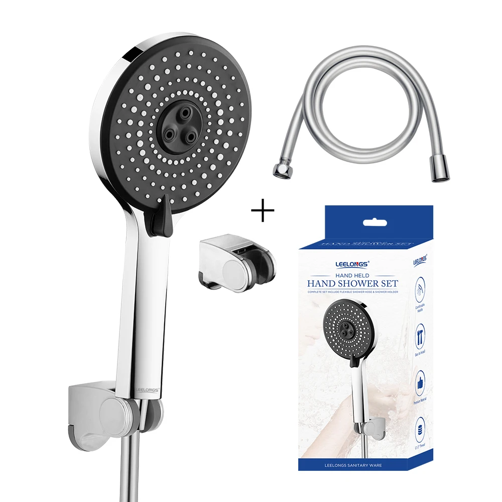 LEELONGS Online Best Sell Bathroom 12cm Plastic 3 Modes Handheld High Pressure Shower Head