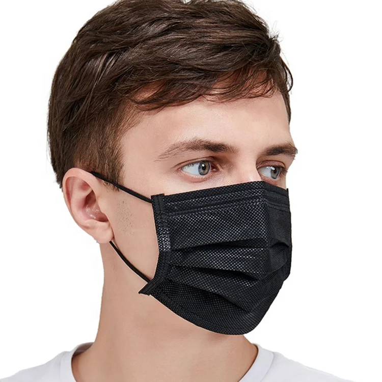High quality CE certified customized adult mask  3 ply layers fabric black  disposable comfortable  protective medical mask