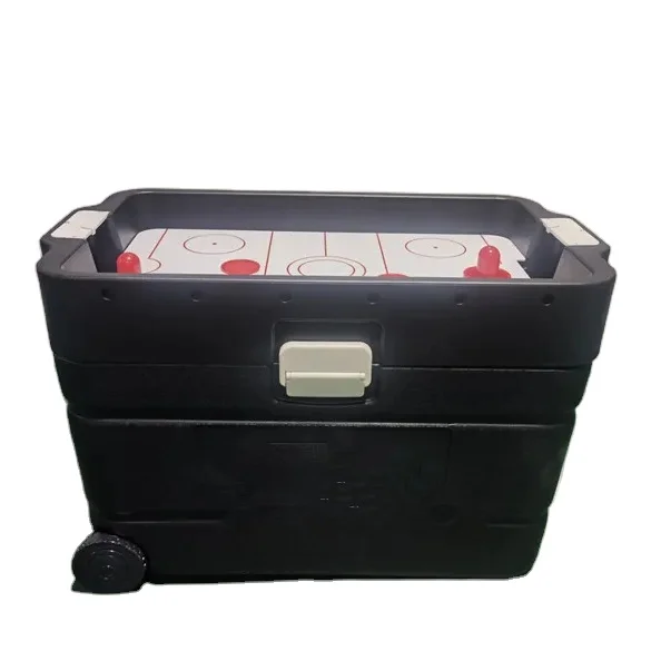 Air Hockey Game Table Cooler Box with Mini Ice Hockey Game on top