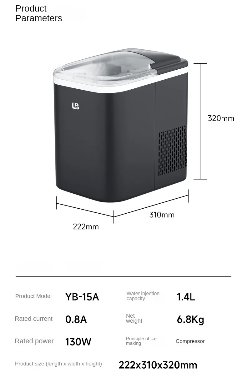popular home office compressor 220v 26lbs ice making machine 12kg small bullet clear ice maker