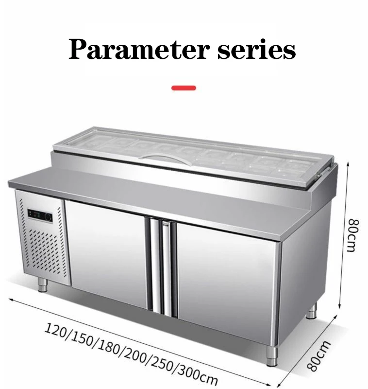 Pizza House 2-Door Prep Station Double-Temperature Compressor Pizza Making Refrigerator with 3-Door Style for Chillers
