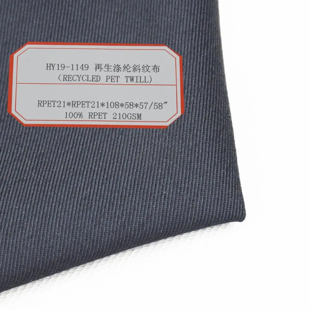 100% Polyester Material  Recycled polyester twill Recycled fabric Eco-friendly fabrics for Clothes hats and bags