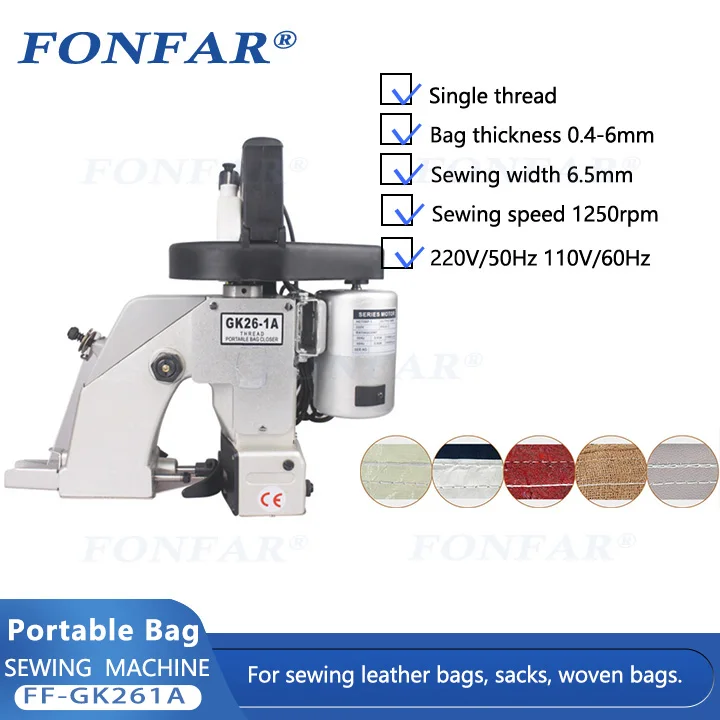 High Quality Electric Portable Handheld Bag Closer/ Industrial Sewing Machine Electronic Aluminum Electric Control 8mm 6.5