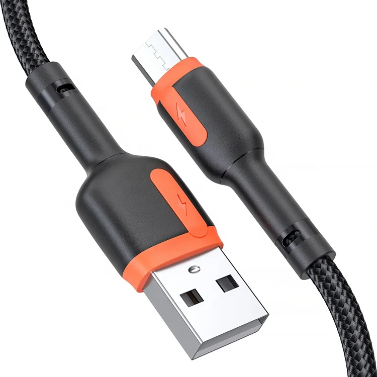 Custom fabric braided charging cable TPE durable micro USB cable for android mobile phone data line cables de datos micro-usb