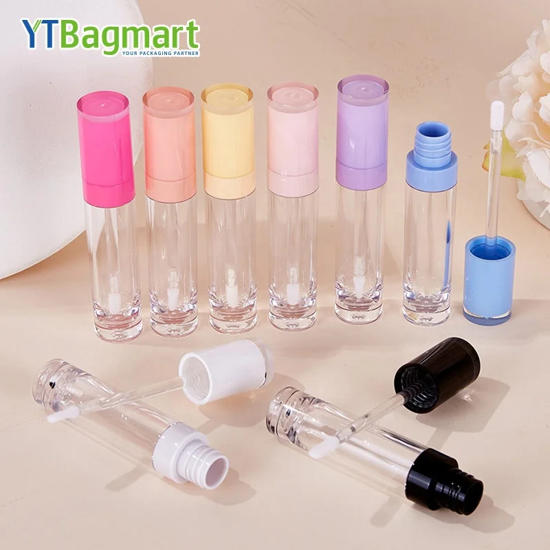 5ml Custom Square Empty Square Lip Gloss Tubes With Pink Lipgloss Brush