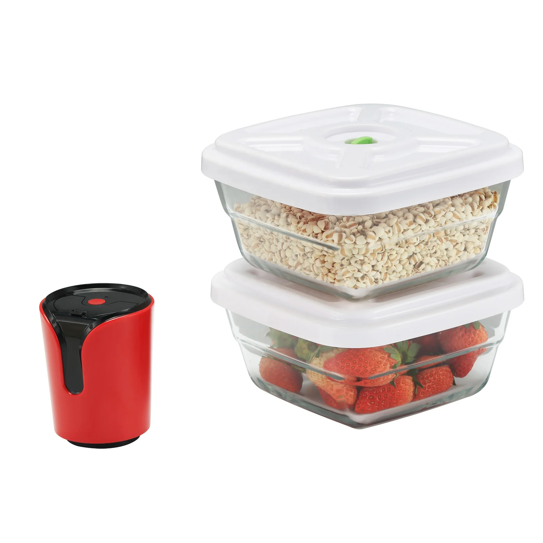 borosilicate glass vacuum food box with automatic electric hand free vacuum pump food container lunch box