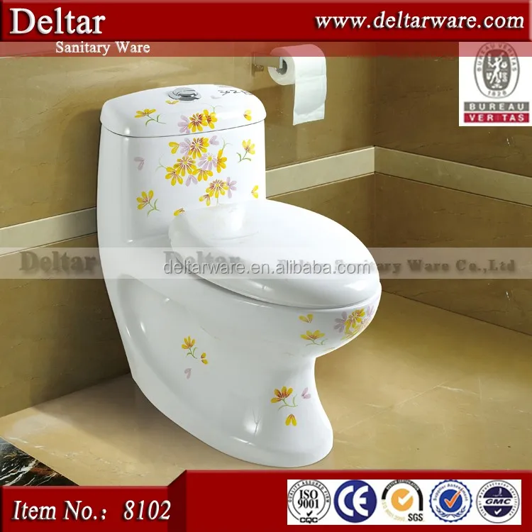 flower painted toilet wc, europe artist water closet, washdown one piece elegant toilet