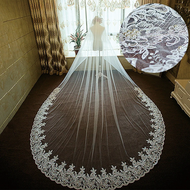 
Fashion Style Bridal Wedding Shining Stars Long 5m White Bride Veils 
