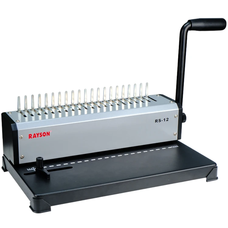 Customizable RAYSON RS-12 Comb Binding Machine Punch 12 Sheets/Bind 200 Sheets with Sturdy Metal Construction