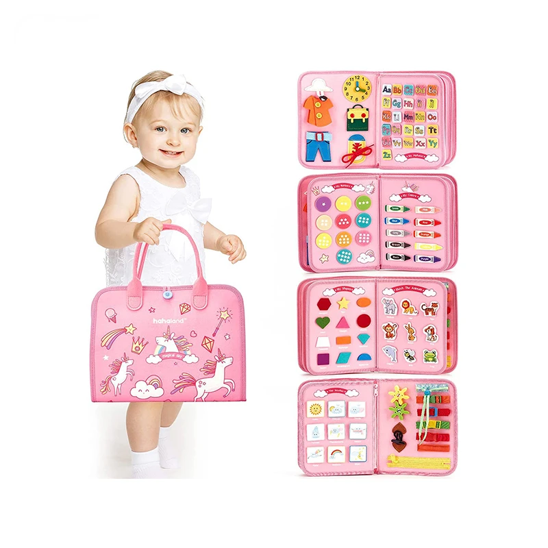 baby products tiktok hot selling 2023 for children buckle sensory bag other early educational toy montessori busy book for kids
