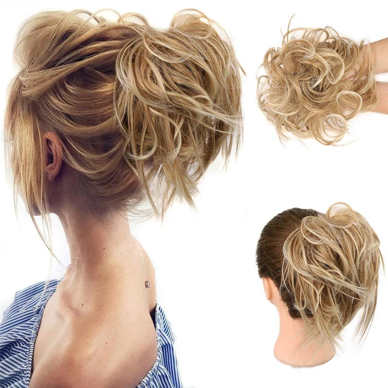 Messy Bun Ponytail With Elastic Rubber Band Synthetic Scrunchies Hair Extensions