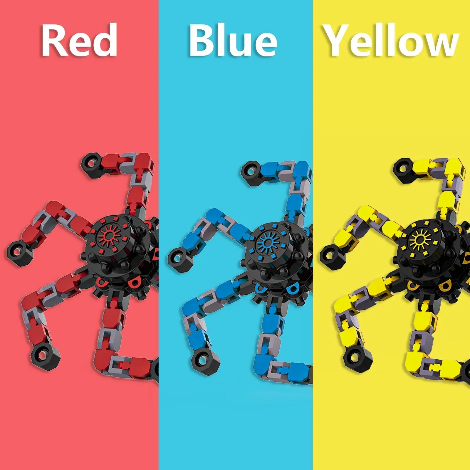 Glow Spinning Robot Finger Toys Mechanical Top Gyro Chain Fingertip Decompression Fidget Transformable Spinner