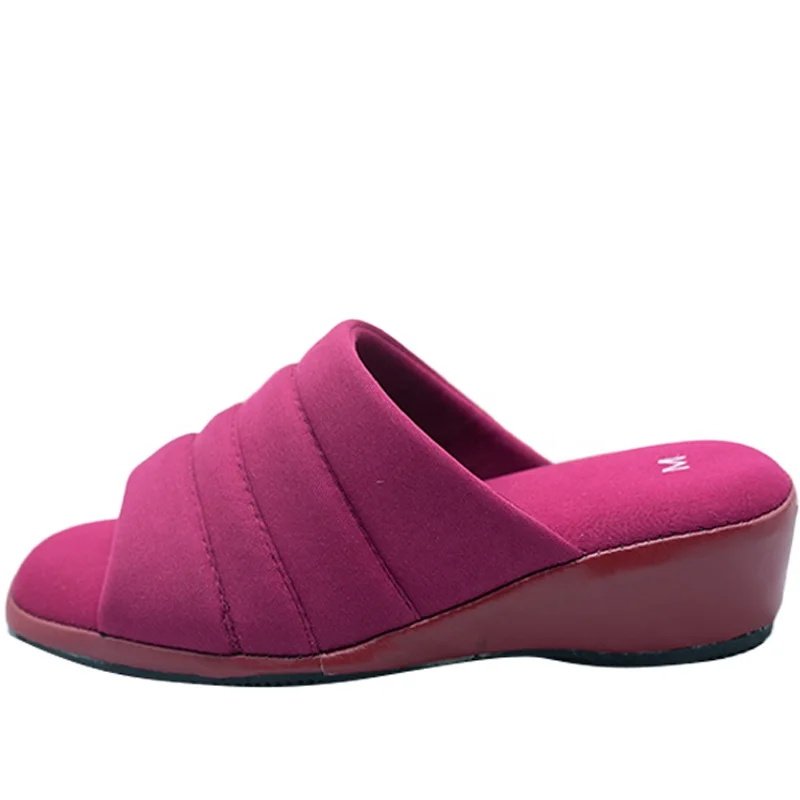 Japanese female fashion plum color slipper cotton upper heels sandal for young ladies