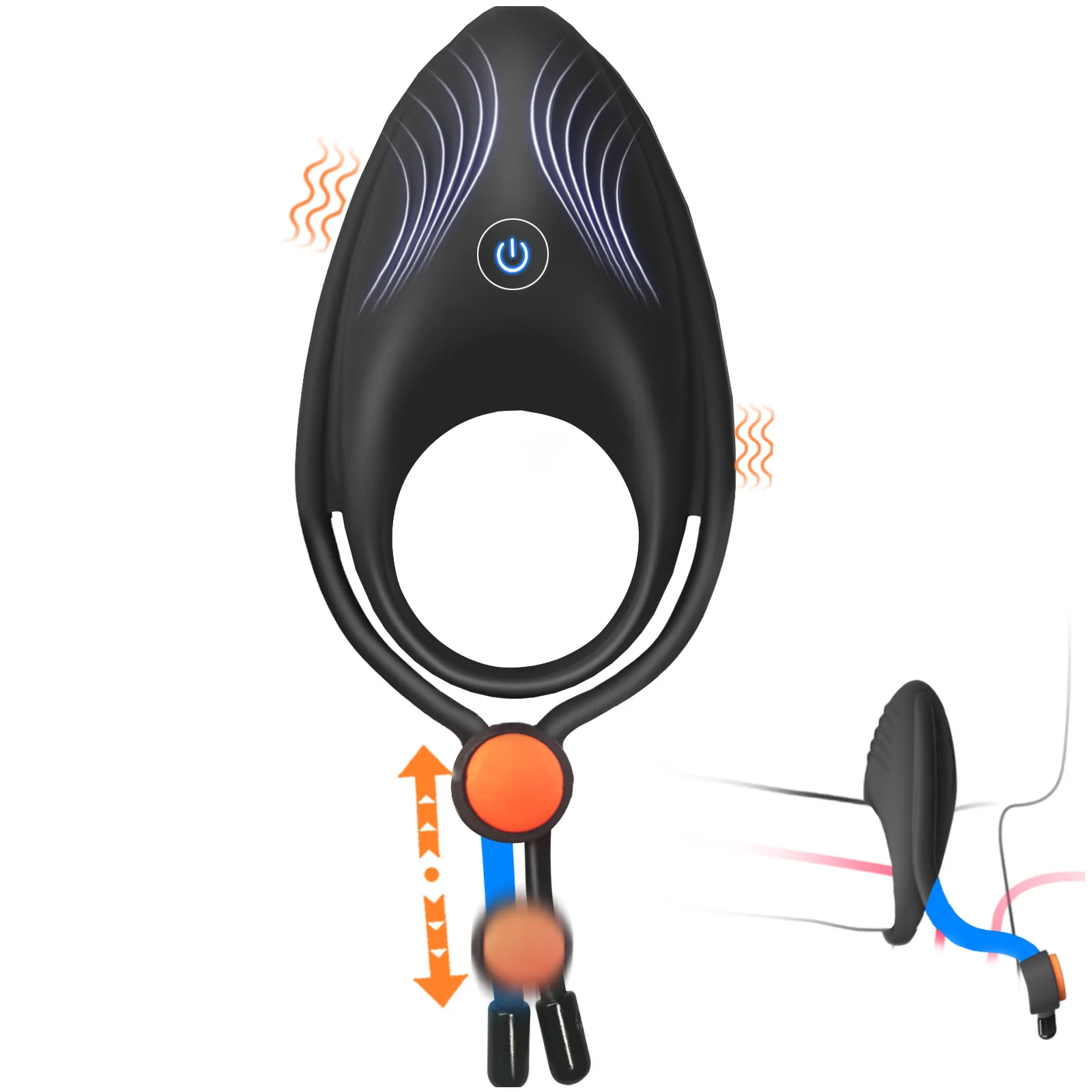 Adjustable Vibrating Penis Ring Cock Ring Vibrators Delay Ejaculation Scrotum Ball Stretcher Testicles Cock Sex Toys for Men