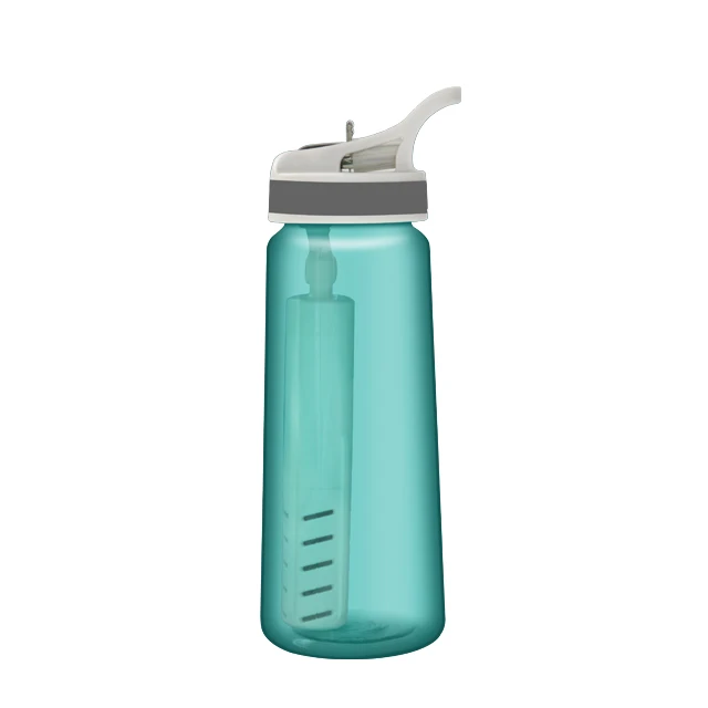 Fashionable unique BPA free 600ML sports Carbon water filter bottle with Custom Logo for camping hiking