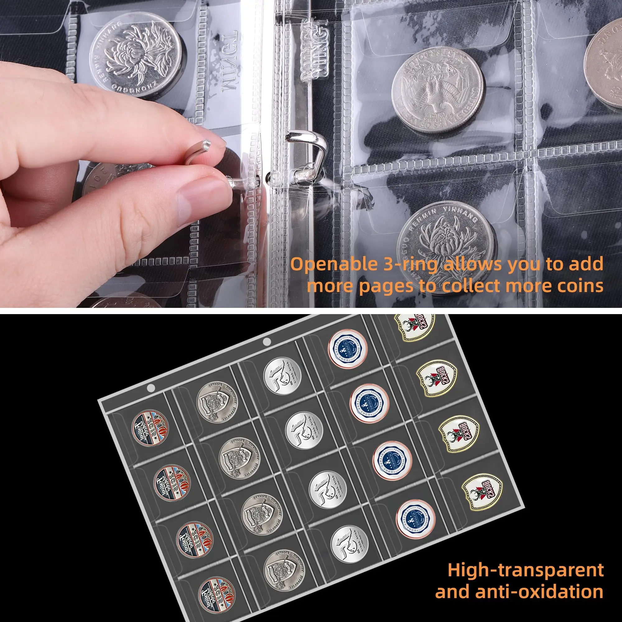 Coin Collection Book for Collector,220 Pockets Fireproof Coin Collection Holder Album,Coin Collection Organizer Storage Box