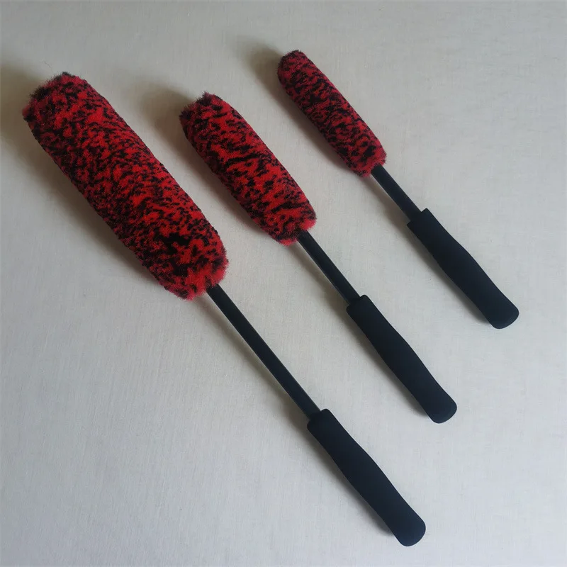 3pcs Wheel Cleaner Brush Long Handle Rim Cleaning Brush Multipurpose Wheel Soft Brush for Car Motorcycles Bicycles Rims