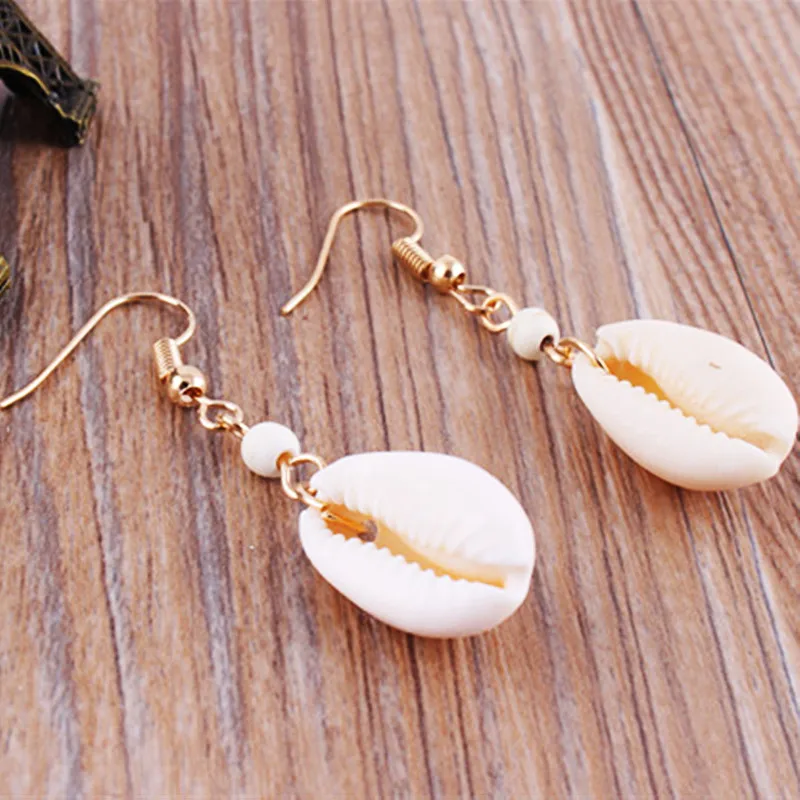 woying Conch shell pendant earrings with exquisite temperament of Pomesian sea wind