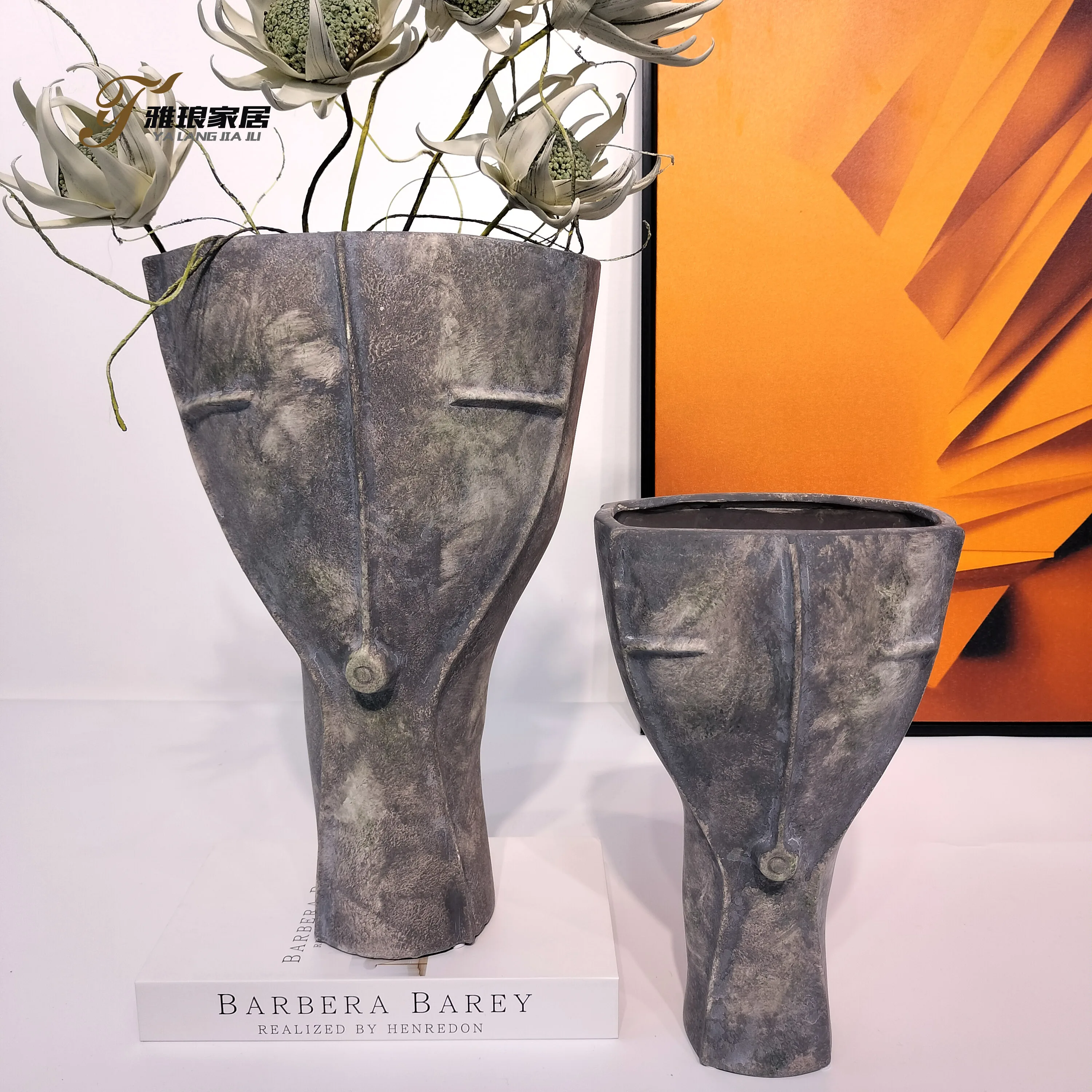 New Products Porcelain Tabletop Ornaments Matte Abstract Face Ceramic Vases For Home Decor